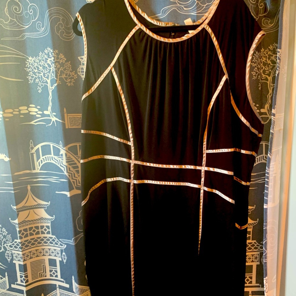 Black dress with satin piping